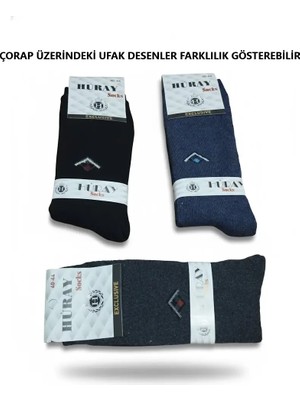 Efem İç Giyim Karışık Renk Erkek Uzun Kışlık Havlu Çorap 12'li Paket