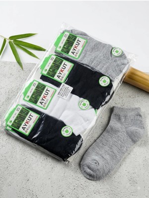 Efem İç Giyim Erkek Dikişsiz Düz Karışık Renk Bambu Patik Çorap 12'li Paket