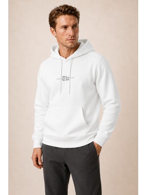 Redline Thenk Yeni Sezon Erkek Regular Fit Kapüşonlu Sweatshirt Beyaz