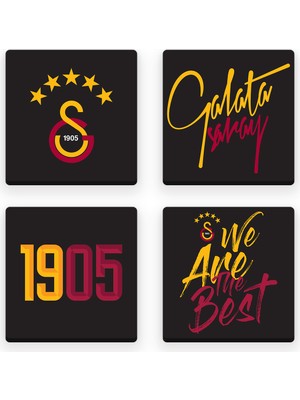 Galatasaray We Are The Best Ahşap Bardak Altlığı (4'lü Set) - Lisanslı Orijinal
