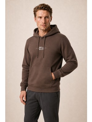 Redline Thenk Yeni Sezon Erkek Regular Fit Kapüşonlu Sweatshirt Kahve