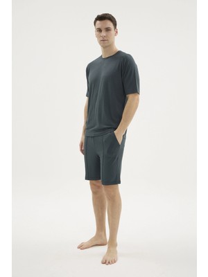 Ang Butik Kocabey ŞT-26211 O Yaka Şortlu Pijama Takımı