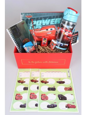LİSANSLI CARS GIFT BOX 11 PARÇA OKUL ÇANTASI,KALEM ÇANTASI,500 ML MATARA VE KIRTASİYE SETİ