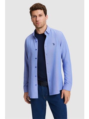 U.S. Polo Assn. Erkek Saks Uzun Kollu Basic Gömlek 50324708 VR032