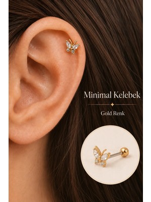 Sacce Scarves & Accessories Gold Renkli Kelebek Figürlü Piercing Helix Kıkırdak Conch Lob