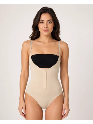 Beruflic Kadın Ten Rengi Agraflı Göğüs Açık Body Korse Under Moda