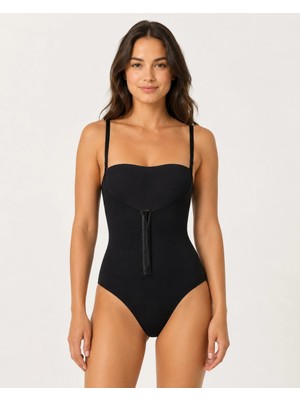 Beruflic Kadın Siyah Rengi Agraflı Göğüs Açık Body Korse Under Moda