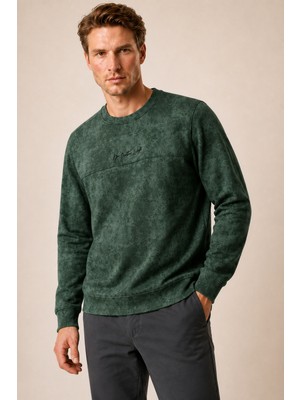Redline Continu Erkek Kışlık Regular Fit Kışlık Bisiklet Yaka Sweatshirt Haki