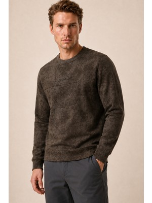 Redline Continu Erkek Kışlık Regular Fit Kışlık Bisiklet Yaka Sweatshirt Kahve