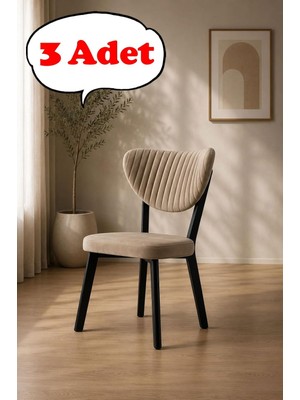 Ayrex 3 Adet Elma Sandalye Modern Kadife Kapitone Sırtlı Mutfak Yemek Odası Balkon Kafe Sandalyes