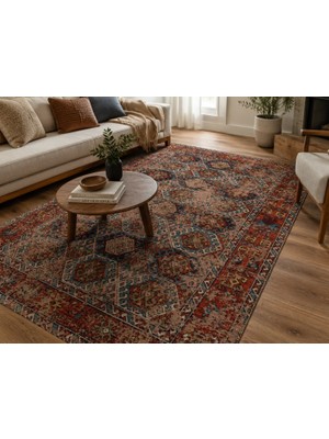Etnik Home Anadolu Kilim 03 Multy Geleneksel Anadolu Motifli Makinede Yıkanabilir Kaymaz Tabanlı Şönil Dokuma Halı