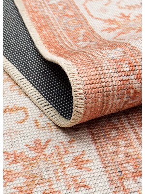 Etnik Home Elısta Vıntage  201 Terra Vintage Tasarımlı Yumuşak Bukle Dokuma Kaymaz Tabanlı Yıkanabilir Modern Halı