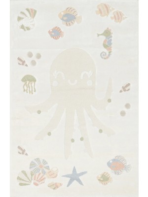 Etnik Home Bambino 01 Cream Multy Pastel Renkli Hav ve Toz Vermeyen Çocuk Halısı