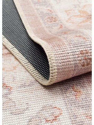 Etnik Home Elısta Vıntage 203 Cream Beıge Vintage Tasarımlı Yumuşak Bukle Dokuma Kaymaz Tabanlı Yıkanabilir Modern Halı