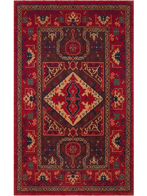 Etnik Home Kadım  04 Red Anadolu Motiflerine Sahip Yeni Zellanda Yünü Ile Üretilen El Emeği Yüksek Kara Tezgah Halısı
