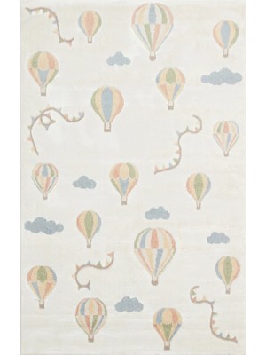 Etnik Home Bambıno 05 Cream Multy Pastel Renkli Hav ve Toz Vermeyen Çocuk Halısı
