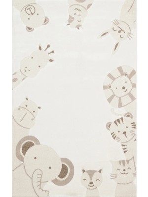 Etnik Home Bambıno 04 Cream Beıge  Pastel Renkli Hav ve Toz Vermeyen Çocuk Halısı