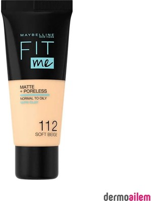 Fit Me Matte Poreless Fondöten - 112 Soft Beige