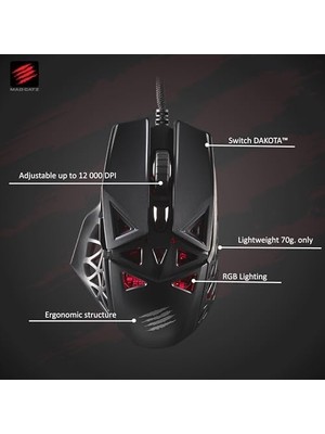 TeknoKapsül Mad Catz MM04DCINBL000-0 Kablolu Oyun Faresi Optik Ergonomik Siyah