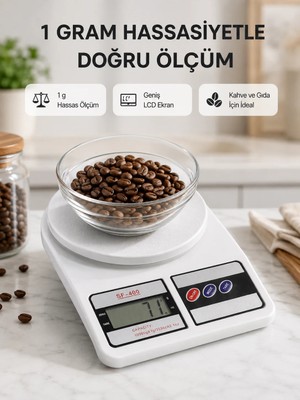 Belirtilmemiş LCD Ekranlı Hassas Dijital Mutfak Terazisi – 5kg Kapasite, 1g Hassasiyet Yeni Nesil