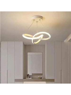 TeknoKapsül Aura Beyaz Ultrapower LED Avize, Modern Sarkıt Tasarım, Alüminyum Gövde, 6500K Beyaz Işık, 36W, 25 cm Çap, Ayarlanabilir Yükseklik