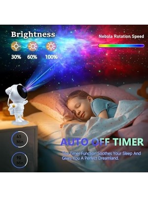 TeknoKapsül Astronot Gece Lambası Galaxy Projektör, LED Galaksi Işık Projektörü, Uzaktan Kumandalı, Çok Renkli Nebula Yıldızlı Gökyüzü, Yatak Odası Için USB Planetaryum Projektörü