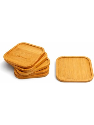 OEM 6’lı Kare Bambu Bardak Altlığı Seti 10 Cm– Kaymaz, Dayanıklı, Şık Tasarım, Sunumluk