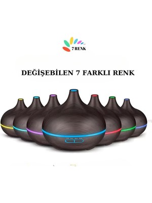 OEM Kumandalı Oda Nemlendirici, Difüzör Buhar Ultrasonik Hava Nemlendirici, Aromatik Oda Kokusu 7 Renk LED Işıklı, 550 ml
