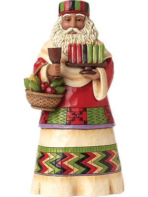 TeknoKapsül Enesco Jim Shore Heartwood Creek Afrika Noel Baba Figürü, Reçine, 18CM, Çok Renkli