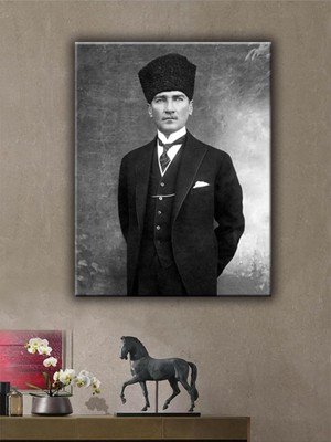 OEM Lona Sanat Atatürk Temalı Kanvas Tablo;karışık 50 x 35