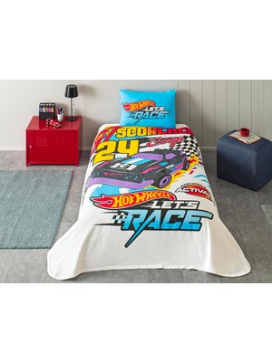 TeknoKapsül Taç Hot Wheels Fast Standart Pamuk Nevresim Takımı, Mavi, Tek Kişilik