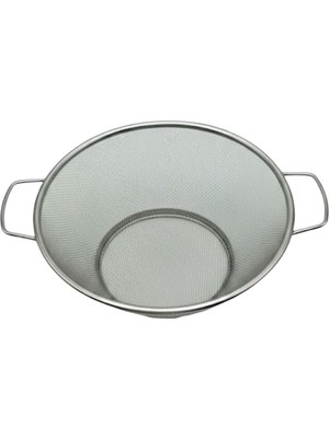 OEM Premium 21 cm Paslanmaz Çelik Orta Boy Mutfak Süzgeci, Çift Kulplu Metal Pirinç Yıkama ve Makarna Süzme Kabı, Isıya Dayanıklı Delikli Sebze Meyve Kasesi (Gümüş)