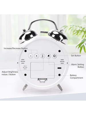 OEM LED Ekranlı Analog Alarmlı Masa Saati Çalar Saat Pil Dereceli Çift Alarmlı Dijital Saat Gümüş