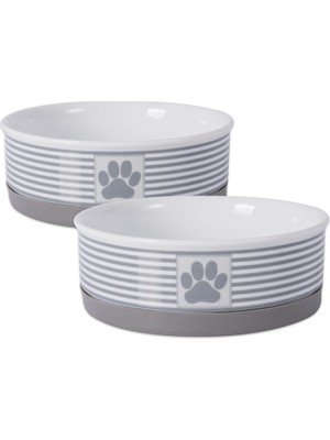 TeknoKapsül Bone Dry Paw & Patch Seramik Evcil Hayvan Koleksiyonu, Orta Set, 15X5 Cm, Gri, 2 Parça
