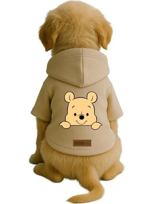 OEM Baskılı Içi Polarlı Köpek ve Kedi Kıyafeti &amp; Elbisesi - Bej Renk Kapüşonlu Hoodie B693E, M