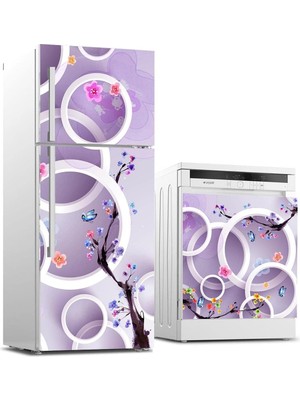 TeknoKapsül Buzdolabı ve Bulaşık Makinası Beyaz Eşya Sticker Kaplama Yuvarlak Ağaç