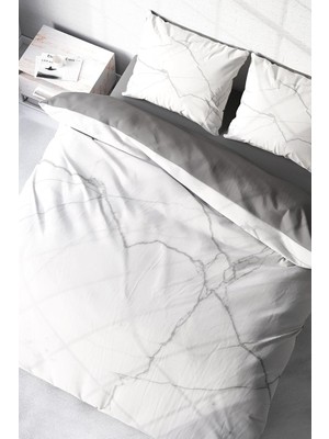 TeknoKapsül Monohome Lastikli ÇARŞAFLI%100 Pamuk Saten Çift Kişilik Nevresim Takımı Lux Marble, MONOHOME37116
