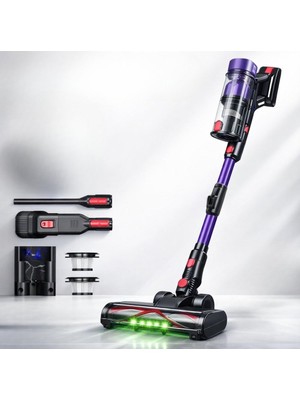 OEM Kablosuz Dikey Süpürge 29.6V 2200MAH | Motorlu Turbo Başlık (Led Işıklı) | 3 Güç Modu | Yıkanabilir Hepa Filtre | 60 Dakika Kullanım | Şarjlı Süpürge