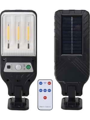 OEM Panther PT-2980 Solar Duvar Lambası, 3 Cob Led, Hareket Sensörü, Uzaktan Kumanda, Siyah