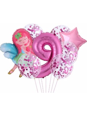 OEM Peri Kızı Yıldız Temalı 9 Yaş Balon Seti Doğum Günü Dekorasyonu Psperiyas