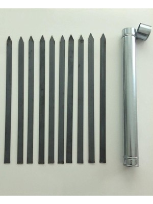 OEM Mobilreyon - Adana Kebap Şişi 60-2,5 cm - 10 Adet Silme Kıyma Şişi + Şiş Kabı + Köz Maşası