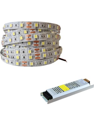 OEM 4040 Yeni Nesil Şerit LED 5 Metre + 12V 5 Amper 60 Watt LED Trafo (Beyaz)