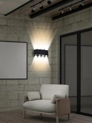 OEM Kapri 15W Dekoratif Çift Yönlü LED Duvar Apliği - 8 Led'li Modern Tasarım, Cata Dış ve Iç Mekan Aydınlatma Lambası, Siyah Kasa, Gün Işığı