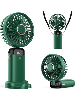 OEM Taşınabilir USB Vantilatör, 4200MAH Şarjlı El Tipi Fan, LED Ekranlı, 3'ü 1 Arada El/boyun/masa Fanı, Yaz, Ofis, Seyahat Için, Kadınlar, Kızlar ve Çocuklara Hediye (Yeşil)