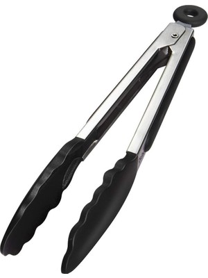 OEM Siyah Silikon Uçlu Mutfak Maşası - 23 Cm, Asma Kilit Sistemli Paslanmaz Çelik Sap, Kolay Kavrama, Mangal, Salata, Makarna, Barbekü, Kamp Için Uygun