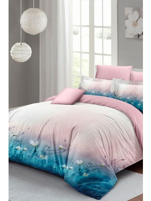 TeknoKapsül Monohome Çift Kişilik Nevresim Takımı Özel Dokuma Pamuk Saten 3D Digital Soft Blue, 8682811823683HF