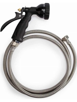 TeknoKapsül Master Equipment 6'sı 1 Arada Sprey Hortumları — Evcil Hayvan Bakım Dükkanlarında Kullanım Için Çok Yönlü, Parlak Renkli Hortumlar - 152,4 Cm, Siyah