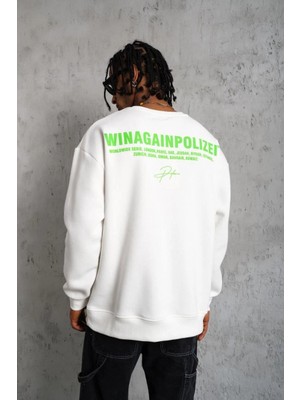 Hsc Bilişim Erkek 3 Iplik Bisiklet Yaka Baskılı Sweatshirt - Beyaz