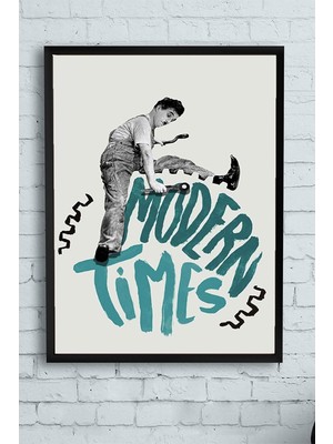 TeknoKapsül Postermanya (PSTER10511) Modern Times Film Afişi Çerçeveli Tablo 2 (40X50CM)