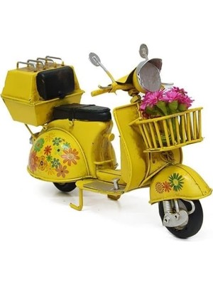 TeknoKapsül Vintage Dekoratif Sepetli Metal Scooter